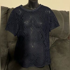 💙Banana Republic Women's Navy See-Through Shirt - Size Medium